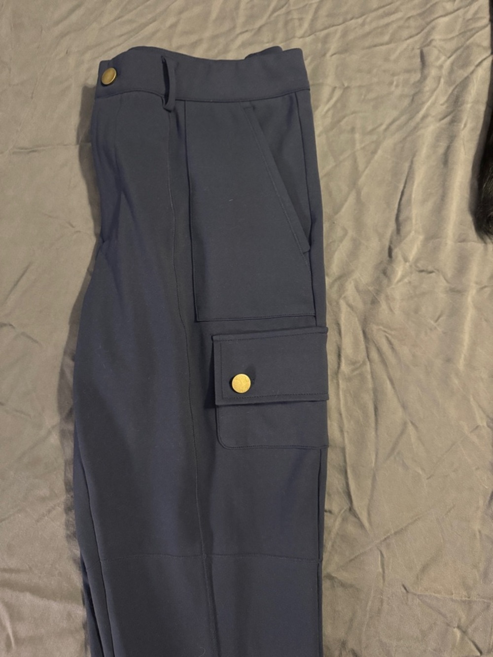 HALARA Navy Cargo Pants with Gold-Tone Buttons - Picture 6 of 7